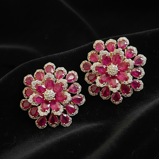 Polki Studs Polki Earrings Cocktail Earrings Diamond Studs Diamond Earrings Simple Studs Pearl Studs 925 Silver Earrings Silver Jewelry - SHABURIS