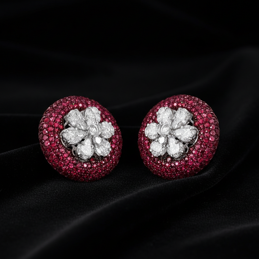 Polki Studs Polki Earrings Cocktail Earrings Diamond Studs Diamond Earrings Simple Studs Pearl Studs 925 Silver Earrings Silver Jewelry - SHABURIS