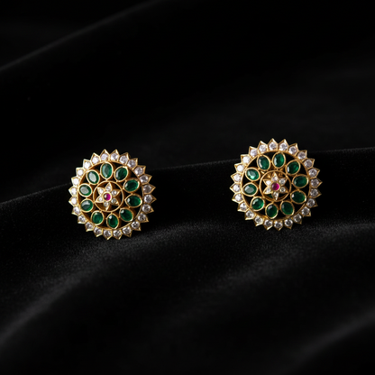Polki Studs Polki Earrings Cocktail Earrings Diamond Studs Diamond Earrings Simple Studs Pearl Studs 925 Silver Earrings Silver Jewelry - SHABURIS