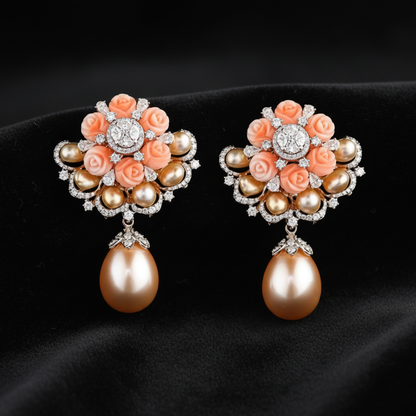 Polki Studs Polki Earrings Cocktail Earrings Diamond Studs Diamond Earrings Simple Studs Pearl Studs 925 Silver Earrings Silver Jewelry - SHABURIS