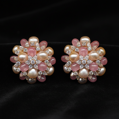Polki Studs Polki Earrings Cocktail Earrings Diamond Studs Diamond Earrings Simple Studs Pearl Studs 925 Silver Earrings Silver Jewelry - SHABURIS