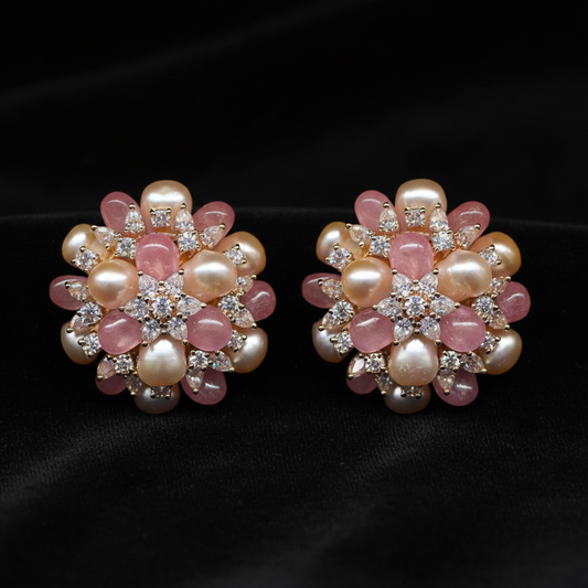 Polki Studs Polki Earrings Cocktail Earrings Diamond Studs Diamond Earrings Simple Studs Pearl Studs 925 Silver Earrings Silver Jewelry - SHABURIS