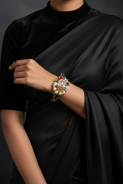 Navaratan Bangles - Diamond Bangles - 925 Silver Jewelry - 22ct Gold Plated - CZ Bangles - South indian diamond Bangles design