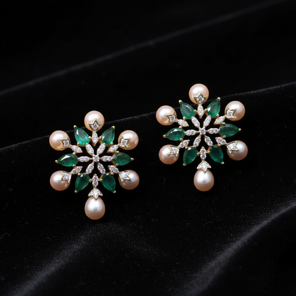 Polki Studs Polki Earrings Cocktail Earrings Diamond Studs Diamond Earrings Simple Studs Pearl Studs 925 Silver Earrings Silver Jewelry - SHABURIS