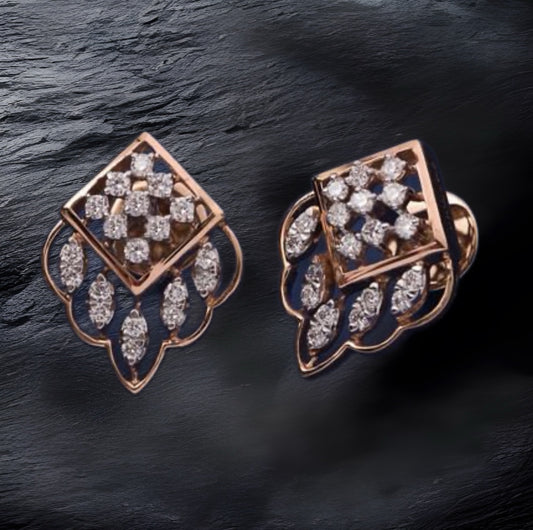 RoseGold Studs - Diamond Studs - Cocktail Jewelry - 925 silver Jewelry , South Indian Jewelry,bridal choker,Indian Wedding Jewelry,pure Silver indian jewelry - SHABURIS