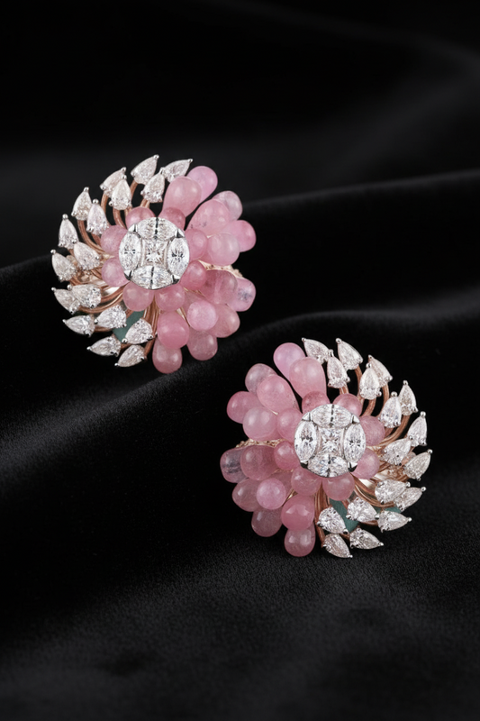 Polki Studs Polki Earrings Cocktail Earrings Diamond Studs Diamond Earrings Simple Studs Pearl Studs 925 Silver Earrings Silver Jewelry - SHABURIS