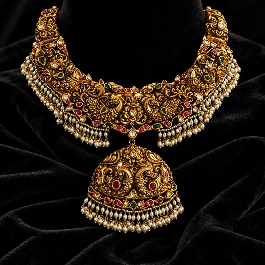 Guttapusalu Necklace - Nakshi Necklace - Antique Necklace - 925 silver Jewelry,South Indian Jewelry,bridal choker,Indian Wedding Jewelry,pure Silver indian jewelry - SHABURIS