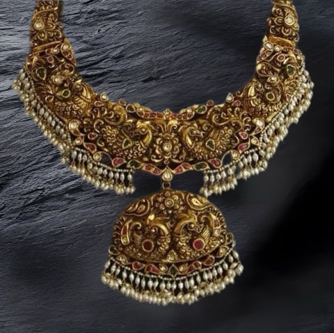 Guttapusalu Necklace - Nakshi Necklace - Antique Necklace - 925 silver Jewelry,South Indian Jewelry,bridal choker,Indian Wedding Jewelry,pure Silver indian jewelry - SHABURIS