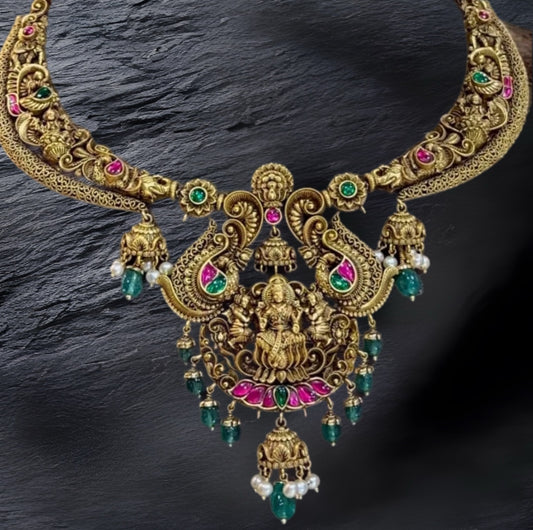 Kante Necklace - Nakshi Necklace - Antique Necklace - 925 silver Jewelry,South Indian Jewelry,bridal choker,Indian Wedding Jewelry,pure Silver indian jewelry - SHABURIS