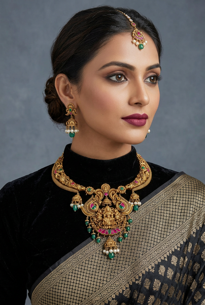 Kante Necklace - Nakshi Necklace - Antique Necklace - 925 silver Jewelry,South Indian Jewelry,bridal choker,Indian Wedding Jewelry,pure Silver indian jewelry - SHABURIS