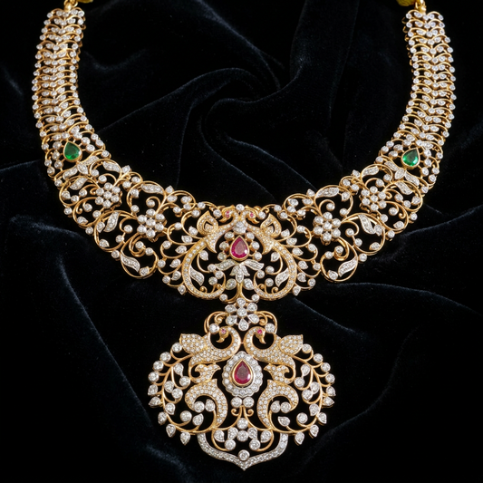 Diamond Necklace Silver Jewelry Statement Jewelry Indian Jewelry Designs - SHABURIS