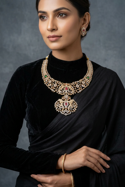 Diamond Necklace Silver Jewelry Statement Jewelry Indian Jewelry Designs - SHABURIS