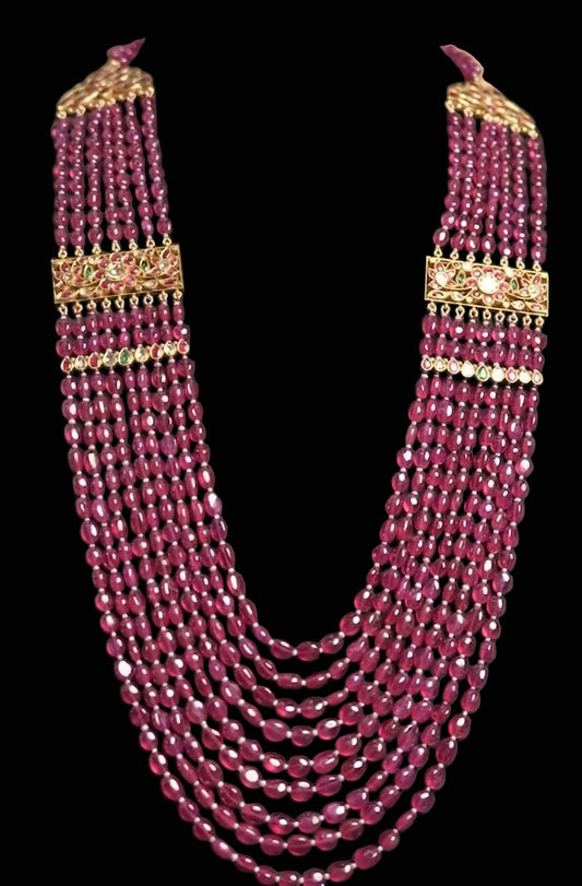 Ruby necklace polki necklace 925 silver jewelry 22k gold plated - SHABURIS