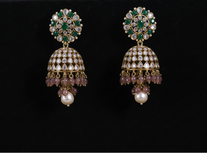 Polki Studs Polki Earrings Cocktail Earrings Diamond Studs Diamond Earrings Simple Studs Pearl Studs 925 Silver Earrings Silver Jewelry - SHABURIS