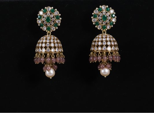 Polki Studs Polki Earrings Cocktail Earrings Diamond Studs Diamond Earrings Simple Studs Pearl Studs 925 Silver Earrings Silver Jewelry - SHABURIS