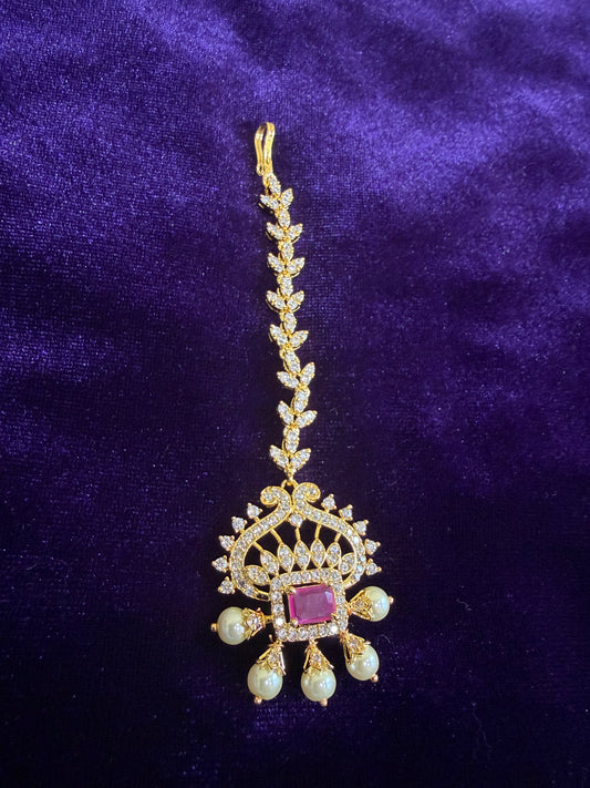 Diamond Maang tikka Bridal Jewelry Costume silver jewelry Alloy based Jewelry  - SHABURIS Fashion Jewelry