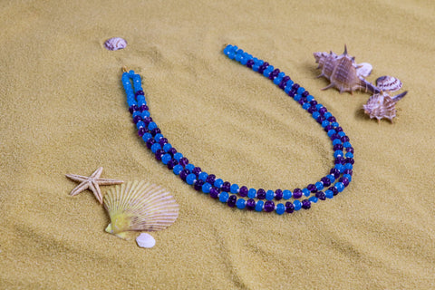 Blue Saphire & Tanzanite Beads necklace SHABURIS