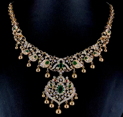 Diamond Necklace cocktail necklace 925 silver jewelry 22k gold plated - SHABURIS