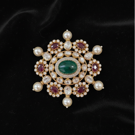 Jada billa  Jada kuppulu side brooch wedding accessories silver with 22k gold plated - SHABURIS