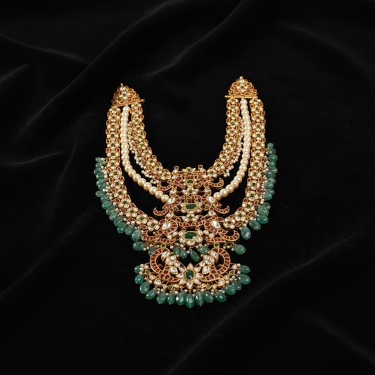 Nakshi Kundan Necklace Cocktail Earrings Polki necklace 925 silver jewelry- SHABURIS