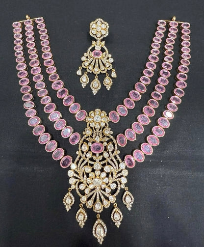Diamond necklace bridal necklace polki necklace diamond Jewelry necklace Pearl necklace statement jewelry silver necklace 925 silver with 22k gold plated - SHABURIS
