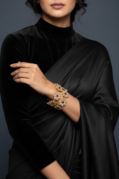 Tanzanite Bangles - Diamond Bangles - 925 Silver Jewelry - 22ct Gold Plated - CZ Bangles - South indian diamond Bangles design