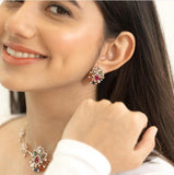 Cocktail Navaratan Set 925 silver jewelry 22k gold plated - SHABURIS