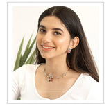 Cocktail Navaratan Set 925 silver jewelry 22k gold plated - SHABURIS