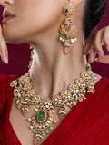 Polki necklace Silver necklace 925 silver with 22k gold plated- SHABURIS