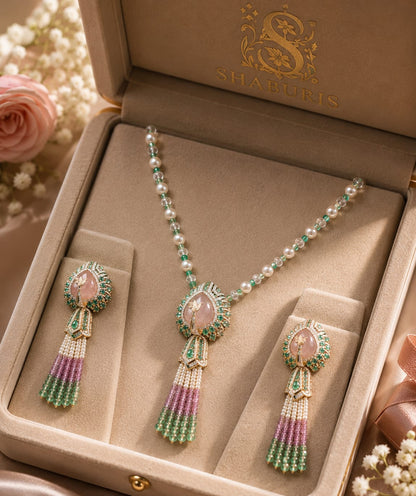 Polki necklace 925 silver jewelry 22k gold plated - SHABURIS