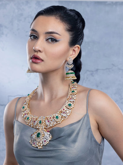 Polki necklace Silver necklace 925 silver with 22k gold plated- SHABURIS