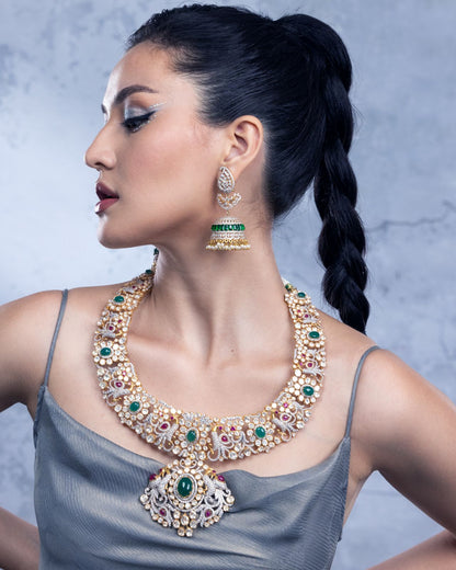 Polki necklace Silver necklace 925 silver with 22k gold plated- SHABURIS