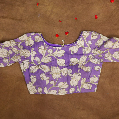 Hand Painted Pen Kalamkari Blouse for Saree – Artisan Kalamkari Silk Blouse – Festive & Wedding Ethnic Wear