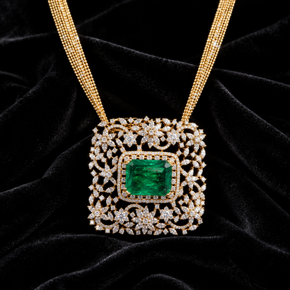 Swarovski pendent,swarovski chain,southindian Jewelery,Traditional indian Jewelery,Polki haram,Pure silver jewelry-NIHIRA