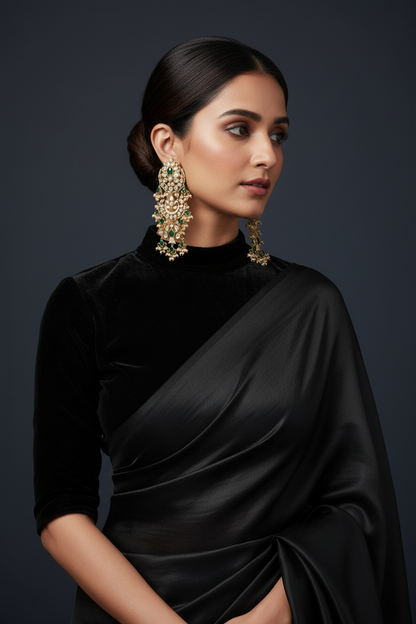 Diamond Jhumkas Chandbalis Polki Earrings Diamond Earrings Emerald Earrings 925 Silver Jewelry Silver Earrings - SHABURIS