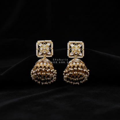 Diamond Jhumkas Polki Earrings Diamond Earrings Cocktail earrings 925 Silver Jewelry Silver Earrings - SHABURIS