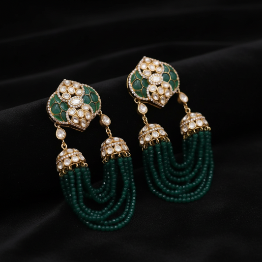 Diamond Jhumkas Polki Earrings Diamond Earrings Cocktail earrings 925 Silver Jewelry Silver Earrings - SHABURIS