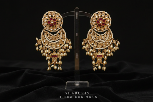 Diamond Jhumkas Chandbalis Polki Earrings Diamond Earrings Emerald Earrings 925 Silver Jewelry Silver Earrings - SHABURIS