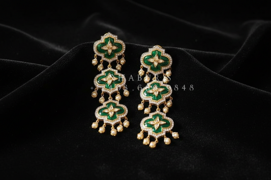 Diamond Jhumkas Cocktail Earrings Polki Earrings Diamond Earrings Emerald Earrings 925 Silver Jewelry Silver Earrings - SHABURIS