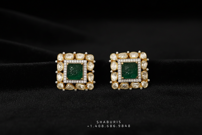Diamond Jhumkas Polki Earrings Diamond Earrings Big Studs Cocktail earrings 925 Silver Jewelry Silver Earrings - SHABURIS