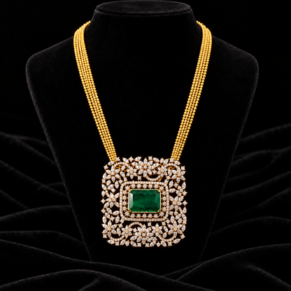 Swarovski pendent,swarovski chain,southindian Jewelery,Traditional indian Jewelery,Polki haram,Pure silver jewelry-NIHIRA
