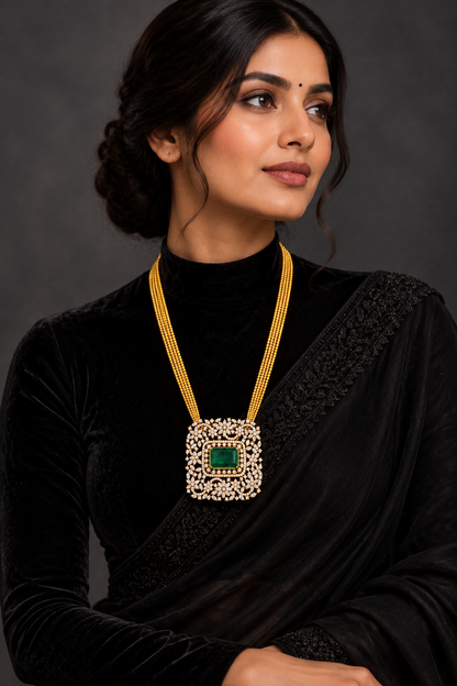 Swarovski pendent,swarovski chain,southindian Jewelery,Traditional indian Jewelery,Polki haram,Pure silver jewelry-NIHIRA