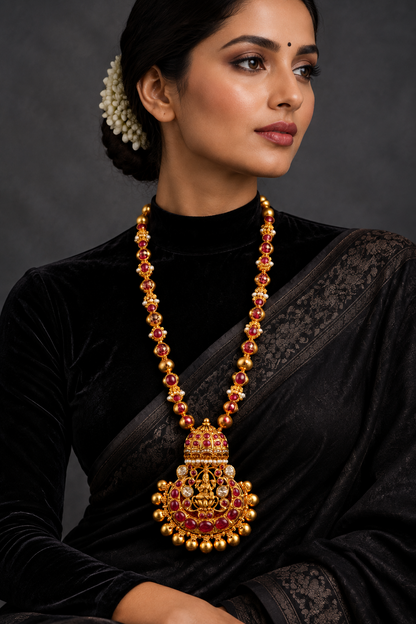 Temple Jewelry,Pure Silver Jewellery Indian ,Lakshmi Pendant,Temple Pendent,Indian Bridal,Indian Wedding Jewelry-NIHIRA-SHABURIS