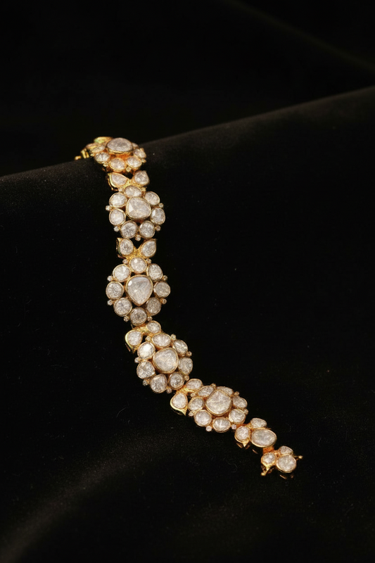 Pure Silver jewelry indian polki bracelet diamond bracelet sabyasachi jewelry inspired 22ct dipped jewelry indian jewelry -SHABURIS