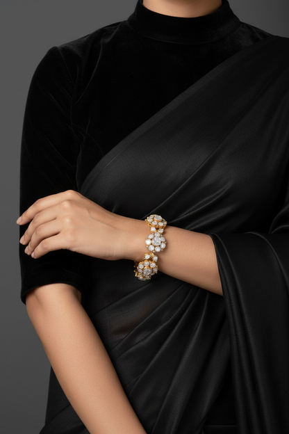 Pure Silver jewelry indian polki bracelet diamond bracelet sabyasachi jewelry inspired 22ct dipped jewelry indian jewelry -SHABURIS