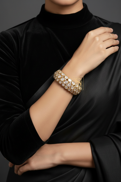 Polki Bangle,Pure Silver Jewellery Indian ,Bangle,Big Kundan Bangle,Indian Bridal,Indian Wedding Jewelry-NIHIRA-SHABURIS