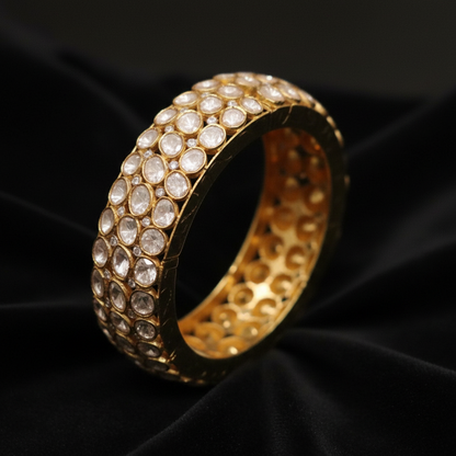 Polki Bangle,Pure Silver Jewellery Indian ,Bangle,Big Kundan Bangle,Indian Bridal,Indian Wedding Jewelry-NIHIRA-SHABURIS