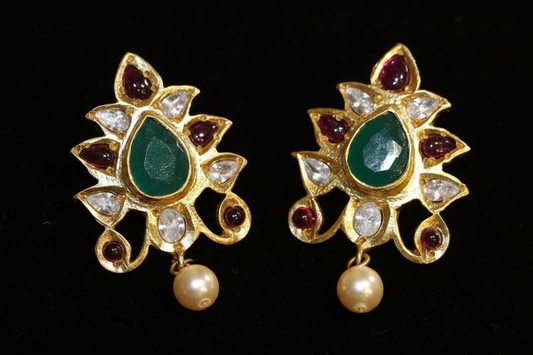 Diamond Earrings Polki Earrings 925 Silver Jewelry Silver Earrings Diamond Studs - SHABURIS