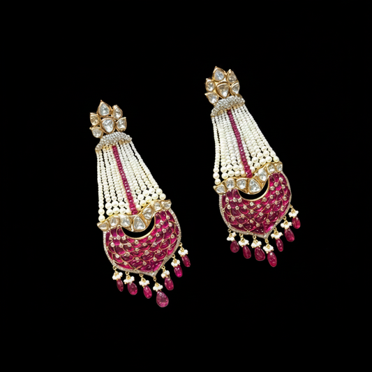 Polki Studs Polki Earrings Cocktail Earrings Diamond Studs Diamond Earrings Simple Studs Pearl Studs 925 Silver Earrings Silver Jewelry - SHABURIS