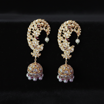 Polki Studs Polki Earrings Cocktail Earrings Diamond Studs Diamond Earrings Simple Studs Pearl Studs 925 Silver Earrings Silver Jewelry - SHABURIS